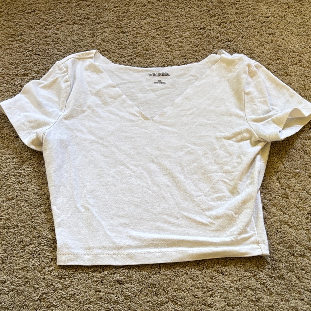 Wild Fable White V-Neck Crop Top